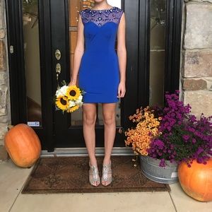Blue Sequin Homecoming Dress